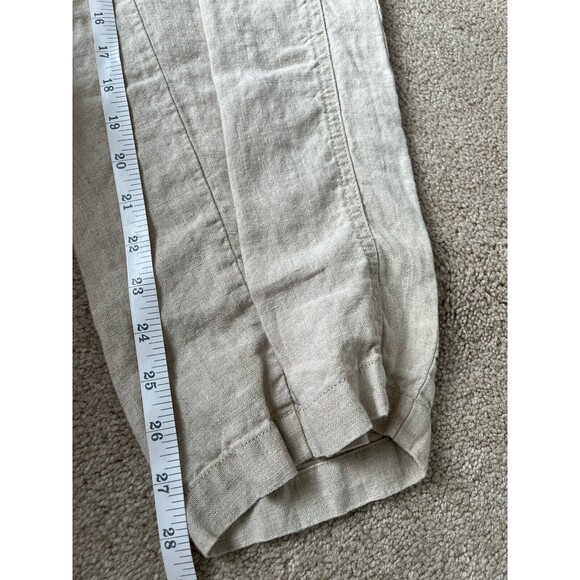 J. Jill Linen Pants Womens Large 28" Inseam Straight Leg Beige Lagenlook Coastal - Picture 7 of 7
